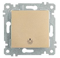 Выключатель Mutlusan Rita кнопочный, символ - лампа, пруж. зажимы, золото доре