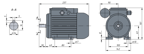АИРЕ63B2  0,37кВт 3000об/мин Электродвигатель IM 1081 (лапы) фото 2