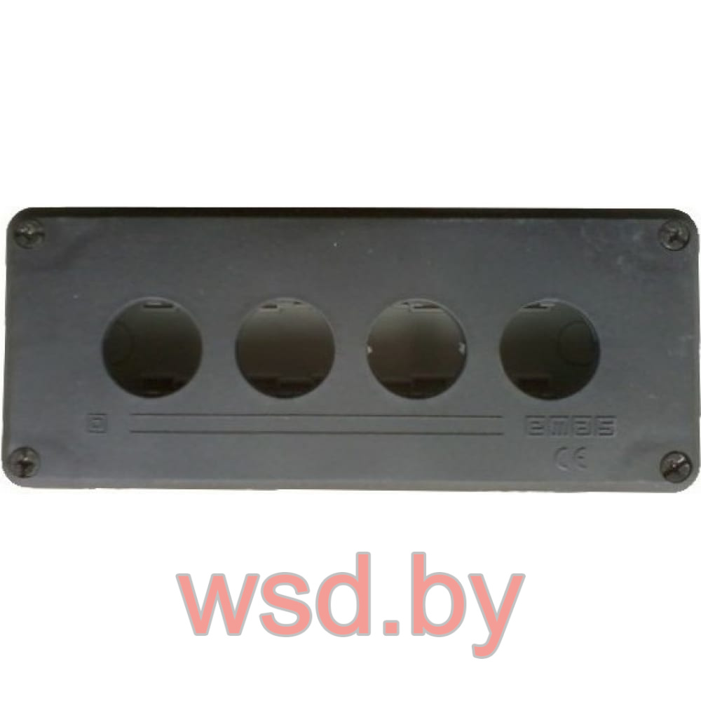 Корпус для поста кнопочного, пластик, серый/черный, 4 места, 68x162x52mm, IP65