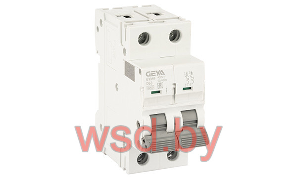Автоматический выключатель GEYA GYM9HDC-2P-16C, 2P, 16A, хар-ка отключения C, 6кА, 250VDC, 2M