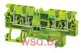 Клемма защитного проводника CXG2.5/4 /5x74,7mm, пружинная, 4 присоед., 2,5(max 4)mm2, желто-зеленая