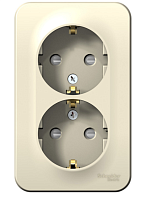 BLANCA Открытой Установки РОЗЕТКА двойная с заземлением со шторками, 16А, 250В, МОЛОЧНЫЙ (Schneider Electric) Systeme Electric