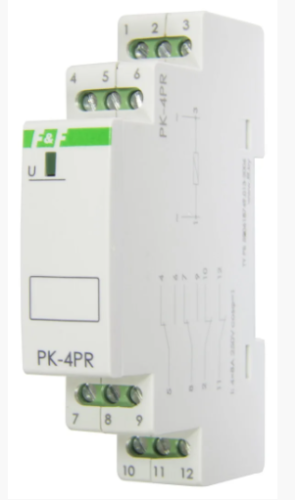 Реле электромагнитное PK-4PR-110 (промежуточное) 110В АС, 8А, 2 переключающих, 2 размыкающих, 1 модуль, монтаж на DIN-рейке
