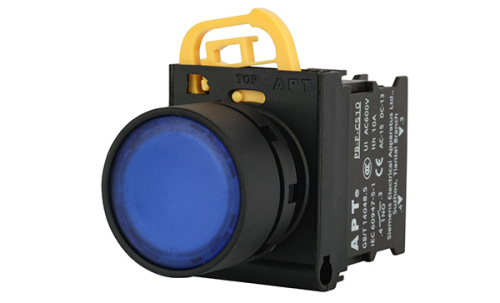 Кнопка плоская APT PB3E, синяя, с фиксацией, с подсветкой без LED, 1NO, 6A 230VAC/24VDC, 22mm, IP65 Кнопка плоская APT PB3E, синяя, с фиксацией, с подсветкой без LED, 1NO, 6A 230VAC/24VDC, 22mm, IP65