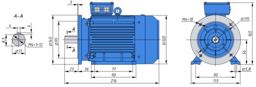 АИР56В4 0,18кВт 1500об/мин Электродвигатель IM 2081 (комбинированный) фото 2 АИР56В4 0,18кВт 1500об/мин Электродвигатель IM 2081 (комбинированный) фото 2