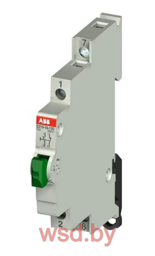 Кнопка E215-16-11D, 1NO+1NC, 16A(250VAC), без фикс., зеленая кнопка, 0,5M ABB. Фото N2