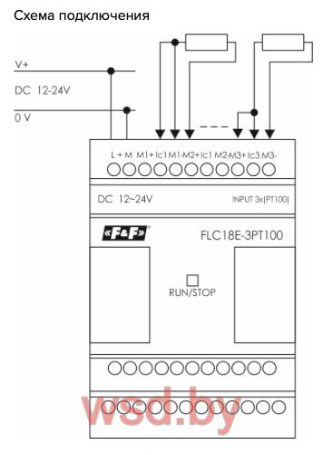 FLC18E-3PT100 Модуль аналоговых входов для датчиков температуры Pt-100, 3AI, 4 модуля, монтаж на DIN-рейку 12-24В DC IP20. Фото N2