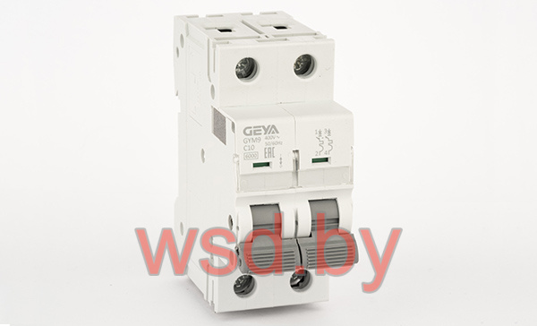 Автоматический выключатель GEYA GYM9-2P-10C, 2P, 10A, хар-ка C, 6kA, 2M