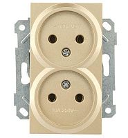 Розетка Mutlusan Rita двойная 2x2P, золото доре