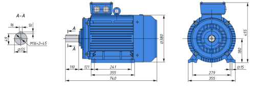 АИР180М4 IE1 30кВт 1500об/мин Электродвигатель IM 1081 (лапы) фото 2