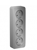 BLANCA Открытой Установки РОЗЕТКА 4-ая без заземления без шторок, 16А, 250В, АЛЮМИНИЙ (Schneider Electric) Systeme Electric