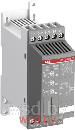Устройство плавного пуска ABB PSR9-600-70, 4kW, 208_600VAC, 9А, U управление=100_240VAC. Фото N2