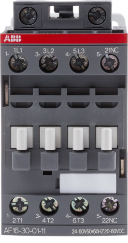 Контактор ABB AF16-30-01-11 24...60VAC/DC, 3NO 18A(30A-AC1) 7.5kW, всп.контакт 1NC (4A-AC15)