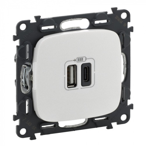Legrand Valena Allure - Зарядное устройство 2xUSB Type A+C , 3000мА, жемчуг (индивидуальная упаковка)
