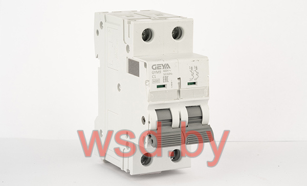 Автоматический выключатель GEYA GYM9-2P-1C, 2P, 1A, хар-ка C, 6kA, 2M