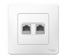 BLANCA Скрытой Установки Розетка двойная: комп.RJ45, категория 5E + телефон. RJ11, БЕЛЫЙ (Schneider Electric) Systeme Electric