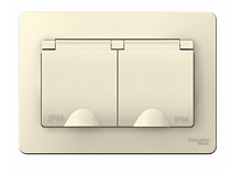 BLANCA Скрытой Установки IP44 Розетка двойная с заземлениемсо шторк,с крышками,16А, 250В, МОЛОЧНЫЙ (Schneider Electric) Systeme Electric