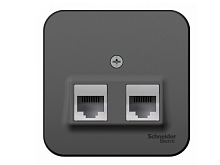 BLANCA Открытой Установки РОЗЕТКА двойная: компьютернаяRJ45, категория 5E + телефонная RJ11, АНТРАЦИТ (Schneider Electric) Systeme Electric