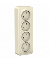 BLANCA Открытой Установки РОЗЕТКА 4-ая без заземления без шторок, 16А, 250В, МОЛОЧНЫЙ (Schneider Electric) Systeme Electric