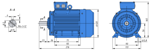 АИР56А2 0,18кВт 3000об/мин Электродвигатель IM 1081 (лапы) фото 2