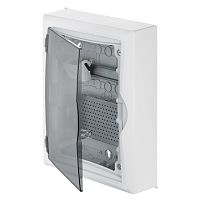 Щит навесной ECO BOX мультимед, TS35+1x МП перф.118x270mm, дымчатая пласт. дверь, белый RAL9003, 434x354x105mm, IP40