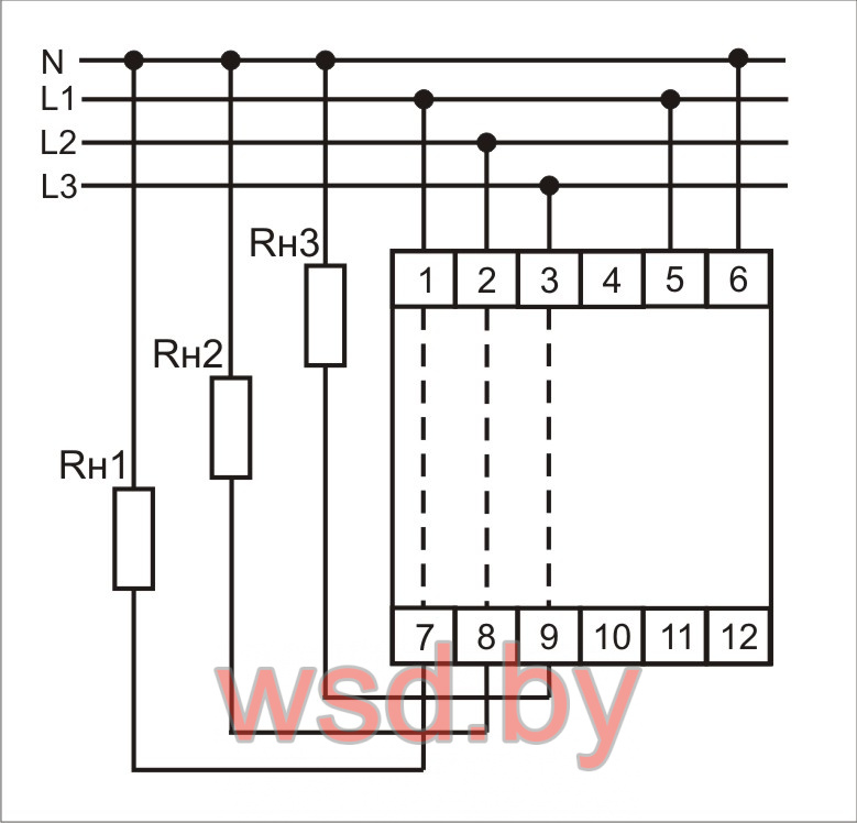 Указатель тока цифровой WT-3 трехфазный, 0.5-20А, цифровая индикация, 3 модуля, монтаж на DIN-рейке 50-264В AC/DC IP20. Фото N2