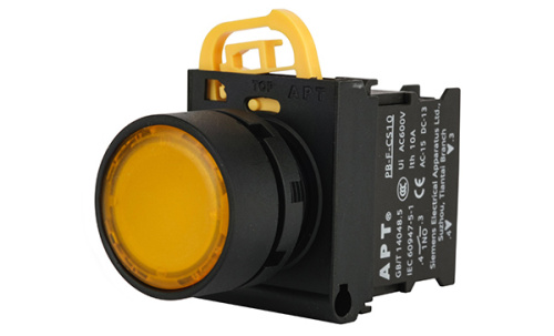 Кнопка плоская APT PB3E, желтая, с фиксацией, с подсветкой без LED, 1NO, 6A 230VAC/24VDC, 22mm, IP65 Кнопка плоская APT PB3E, желтая, с фиксацией, с подсветкой без LED, 1NO, 6A 230VAC/24VDC, 22mm, IP65