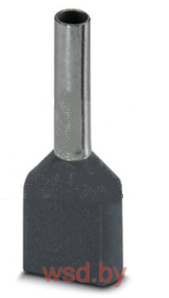 Кабельный наконечник AI-TWIN 2X 0,75 - 8 GY изолированный, двойной, сечение 0,75mm2, длина 8mm, серый (упак. 100шт.). Фото N2