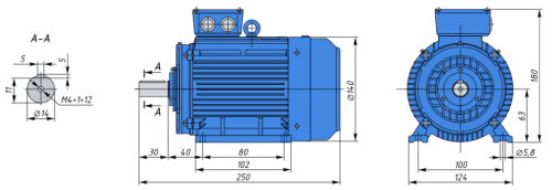 АИР63В2 0,55кВт 3000об/мин Электродвигатель IM 1081 (лапы) фото 2