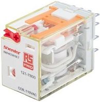 Реле Shenler RKF4CO610LT, 4CO, 6A(250VAC/30VDC), 110VAC, мех. индикация, тест-кнопка с блокировкой, LED