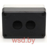 Корпус для поста кнопочного, пластик, серый/черный, 2 места, 68x102x52mm, IP65