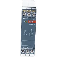Реле контроля напр. ABB CM-PVE, 1,3-фазн. 185...265VAC(L-N)/320...460VAC(L-L) Umin/max обрыв tвкл=0.5s tсраб=0.5s 1NO (3A-AC15) LED 22.5mm