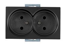 Розетка двойная Mutlusan 2x2P, черный мат