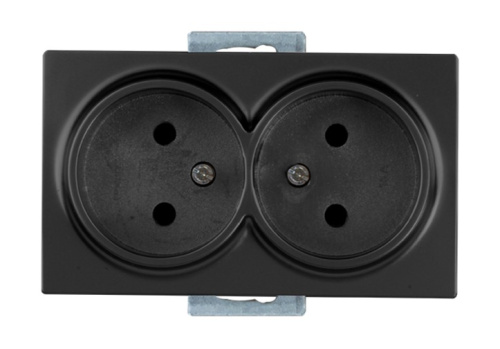 Розетка двойная Mutlusan 2x2P, черный мат Розетка двойная Mutlusan 2x2P, черный мат
