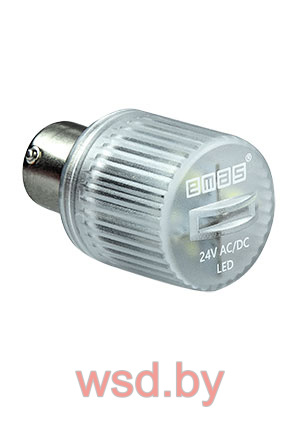 Индикатор светодиодный BA15S, белый, постоянный свет, 24VAC/DC