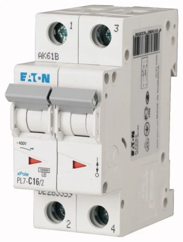 Авт. выключатель EATON PL7-C16/2, 2P, 16A, хар-ка C, 10kA, 2M