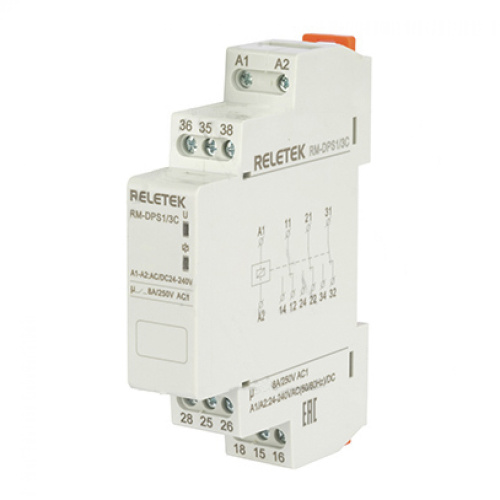 Реле промежуточное модульное Reletek RM-DPS1/3C-UNI, 3CO, 8A(250VAC/24VDC), 24_240VAC/DC, LED, 1M