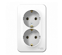 BLANCA Открытой Установки РОЗЕТКА двойная с заземлением без шторок, 16А, 250В, БЕЛЫЙ (Schneider Electric) Systeme Electric