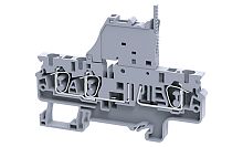Клемма с держателем предохранителя Connectwell CXF4/3L6-60V /6x86,2mm, пружинная, 3 присоед., 4(max 6)mm2, 10A, 1000V, LED 6-60V, серая