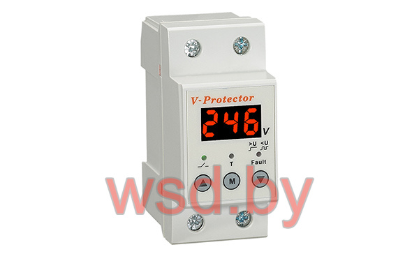Реле контроля напряжения RD-MVL/40, 1NO+N, 40A, 220VAC, Umin(140_210V)/Umax(220_280V), 0.1_0.5s/5_600s, LED-дисплей, 2M 
