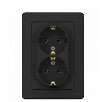 BLANCA Скрытой Установки Розетка двойная с заземлением без шторок, 16А, 250В, АНТРАЦИТ (Schneider Electric) Systeme Electric