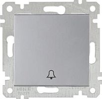 Выключатель Mutlusan Rita кнопочный, символ - звонок, пруж. зажимы, нерж. сталь Выключатель Mutlusan Rita кнопочный, символ - звонок, пруж. зажимы, нерж. сталь