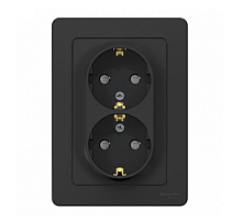 BLANCA Скрытой Установки Розетка двойная с заземлением со шторками, 16А, 250В, АНТРАЦИТ (Schneider Electric) Systeme Electric