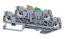 Клемма двухъярусная с ножевыми размыкателями Connectwell CPDLK2.5 /5x107,25mm, push-in, 4 присоед., 2,5(max 4)mm2, 16A, 500V, серая