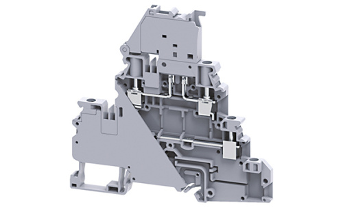 Клемма двухъярусная с держателем предохранителя Connectwell CYDLF4L6-60V /6x94,5mm, винтовая, 4 присоед., 4(max 6)mm2, 10/32A, 500V, LED 6-60V, серая
