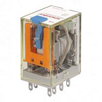 Реле Shenler RKE2CO024LTD1, 2CO, 7A, (250VAC/30VDC), 24VDC, мех. индикация, тест-кнопка с блокировкой, диод +A1/-A2, LED (акция)