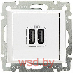 Valena - Розетка с 2-мя коннекторами USB, белая