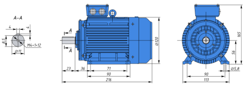 АИР56В2 0,25кВт 3000об/мин Электродвигатель IM 1081 (лапы) фото 2