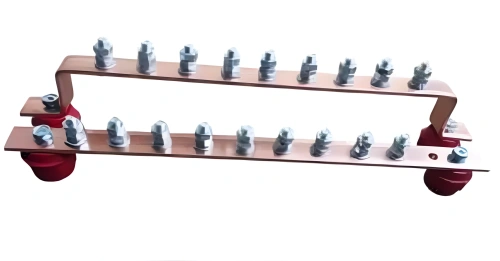 Набор шин N и PE к ПР (160А) Шина М1Т 300х20х3 9хМ6, на изоляторах Набор шин N и PE к ПР (160А) Шина М1Т 300х20х3 9хМ6, на изоляторах