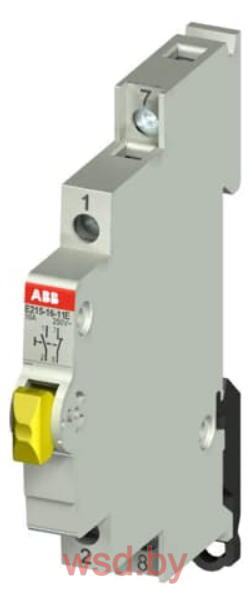 Кнопка E215-16-11E, 1NO+1NC, 16A(250VAC), без фикс., желтая кнопка, 0,5M ABB. Фото N2